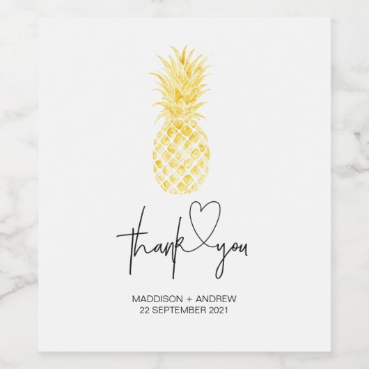 Gouden ananas bruiloft Verloving gunst dank u Wijn Etiket (Enkel label)