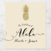 Gouden Ananas Cream Tropische Elegante Trouwwijn Wijn Etiket (Enkel label)