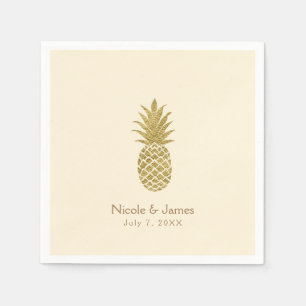 Gouden Ananas Crème Tropisch Elegant Trouwen Servet