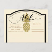 Gouden Ananas Crème Zwart Tropisch Bewaar de datum Aankondigingskaart (Achterkant)