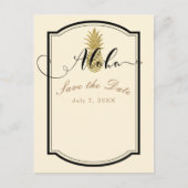 Gouden Ananas Crème Zwart Tropisch Bewaar de datum Aankondigingskaart (Voorkant)