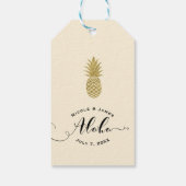 Gouden Ananas Crème Zwart Tropische MAHALO ALOHA Cadeaulabel (Achterkant)