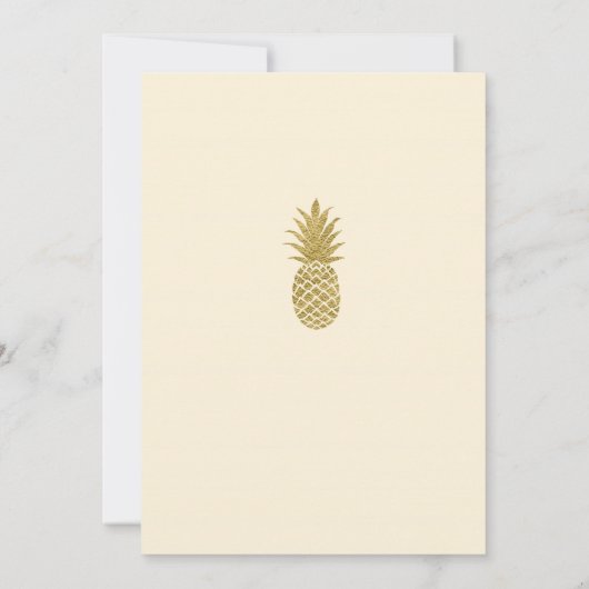 Gouden Ananas Crème & Zwarte Tropische Bruiloft Kaart (Achterkant)