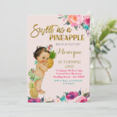 Gouden ananas eerste verjaardag uitnodiging (Staand voorkant)