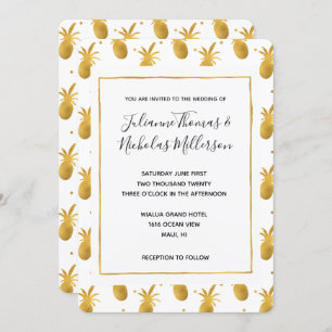 Gouden Ananas en Stippen Bruiloft uitnodigingen