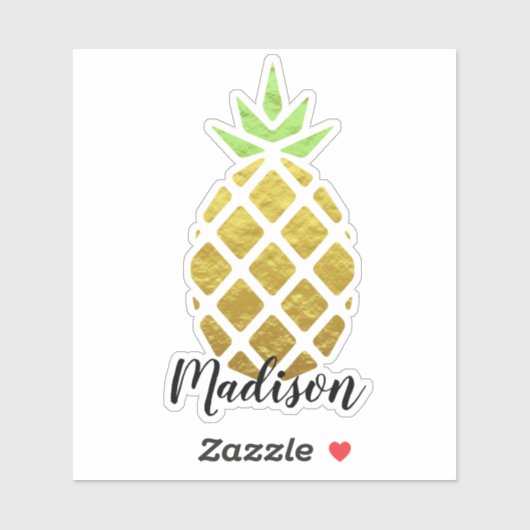 Gouden ananas | Gepersonaliseerd op maat snijden Sticker (Vel)