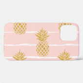 Gouden ananas, Gestreepte Zomerachtergrond. Case-Mate iPhone Case (Achterkant (horizontaal))