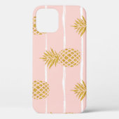 Gouden ananas, Gestreepte Zomerachtergrond. Case-Mate iPhone Case (Achterkant)