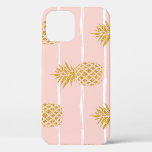 Gouden ananas, Gestreepte Zomerachtergrond. Case-Mate iPhone Case