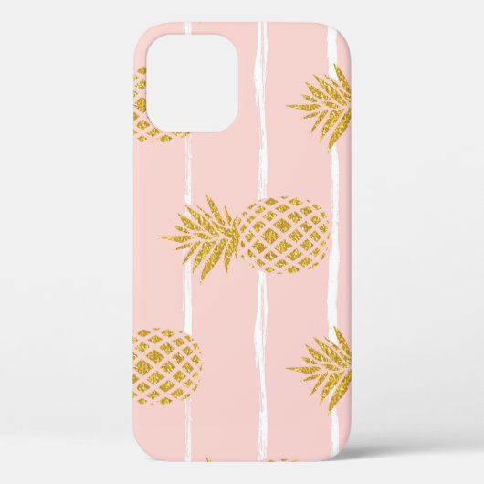 Gouden ananas, Gestreepte Zomerachtergrond. Case-Mate iPhone Case (Achterkant)