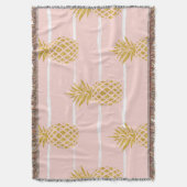 Gouden ananas, Gestreepte Zomerachtergrond. Deken (Voorkant Verticaal)