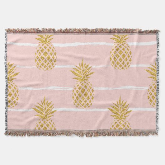 Gouden ananas, Gestreepte Zomerachtergrond. Deken (Voorkant)
