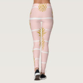 Gouden ananas, Gestreepte Zomerachtergrond. Leggings (Achterkant)