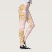 Gouden ananas, Gestreepte Zomerachtergrond. Leggings (Rechts)