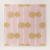 Gouden ananas, Gestreepte Zomerachtergrond. Legpuzzel (Horizontaal)