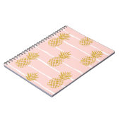 Gouden ananas, Gestreepte Zomerachtergrond. Notitieboek (Linkerzijde)