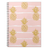 Gouden ananas, Gestreepte Zomerachtergrond. Notitieboek (Voorkant)