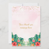 Gouden Ananas Glitter Roze Bloemige Bruiloftsdiens Bedankkaart (Achterkant)