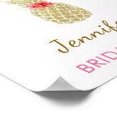 Gouden Ananas Glitter Roze Bruiloft Welcome Poster (Hoek)