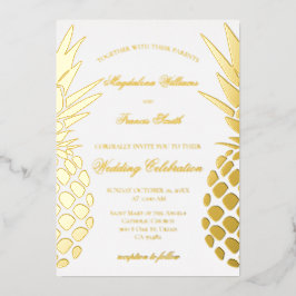 gouden ananas huwelijksfeest folie uitnodiging