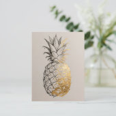 Gouden Ananas Lijnkunst Briefkaart (Staand voorkant)
