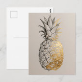 Gouden Ananas Lijnkunst Briefkaart (Voorkant / Achterkant)