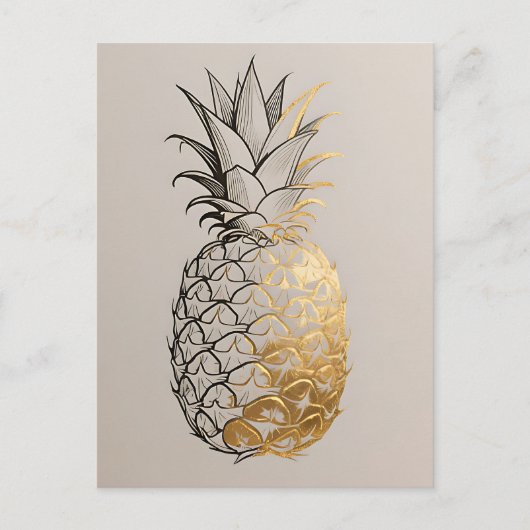 Gouden Ananas Lijnkunst Briefkaart (Voorkant)