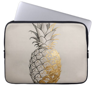 Gouden Ananas Lijnkunst Laptop Sleeve