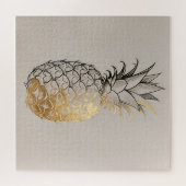 Gouden Ananas Lijnkunst Legpuzzel (Horizontaal)