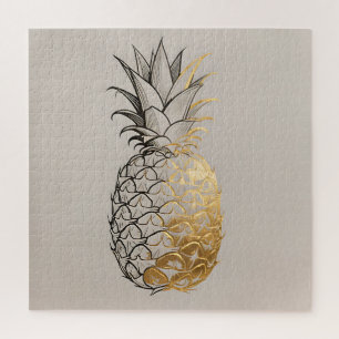 Gouden Ananas Lijnkunst Legpuzzel