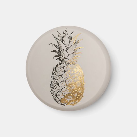 Gouden Ananas Lijnkunst Magneet (Voorkant)