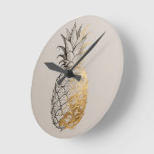 Gouden Ananas Lijnkunst Ronde Klok (Hoek)