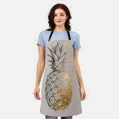 Gouden Ananas Lijnkunst Schort (Gedragen)