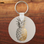 Gouden Ananas Lijnkunst Sleutelhanger (Voorkant)