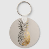 Gouden Ananas Lijnkunst Sleutelhanger (Achterkant)