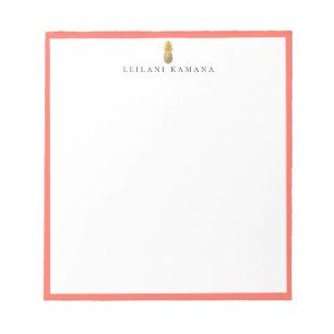 Gouden Ananas Logo Koraal Frame Notitieblok