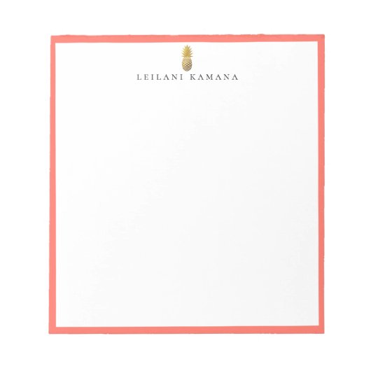Gouden Ananas Logo Koraal Frame Notitieblok (Voorkant)