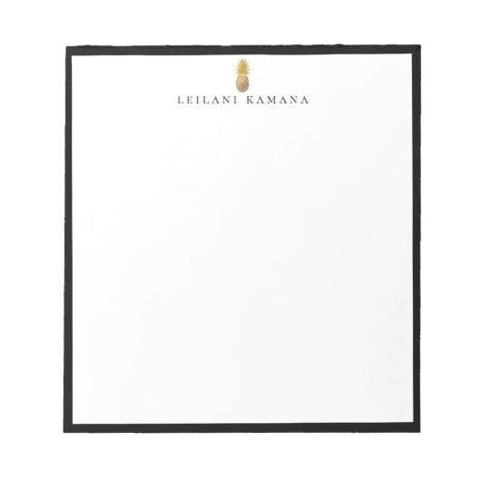 Gouden Ananas Logo Zwarte Frame Notitieblok (Voorkant)