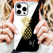 Gouden ananas marmer zwart monogram Case-Mate iPhone case