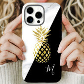 Gouden ananas marmer zwart monogram Case-Mate iPhone case