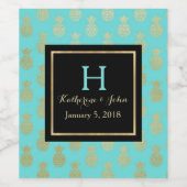 Gouden ananas monogram bruiloft wijn label wijn etiket (Enkel label)