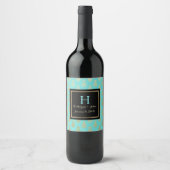 Gouden ananas monogram bruiloft wijn label wijn etiket (Voorkant)