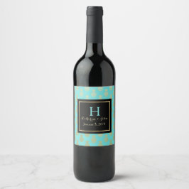 Gouden ananas monogram bruiloft wijn label wijn etiket