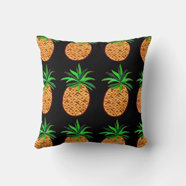 Gouden ananas op zwart kussen (Achterkant)