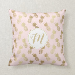 Gouden Ananas Patroon en Monogram Kussen