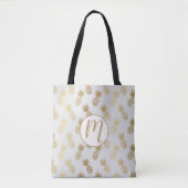 Gouden Ananas Patroon Monogram Tote Bag (Voorkant)