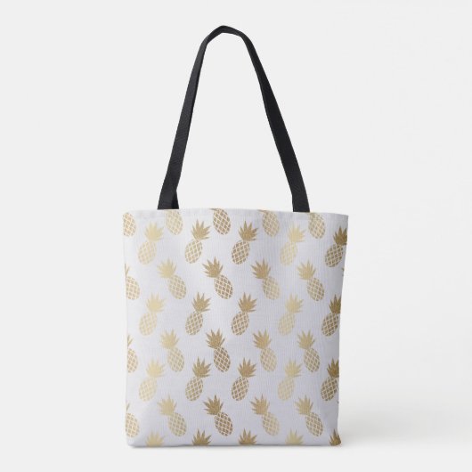 Gouden Ananas Patroon Monogram Tote Bag (Achterkant)