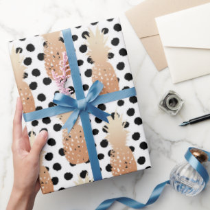 Gouden Ananas Patroon Tropisch Cadeaupapier