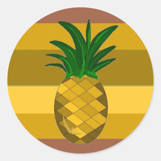 Gouden Ananas Ronde Sticker (Voorkant)
