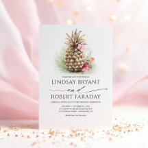 Gouden Ananas Roze Bloemen Strand Bruiloft